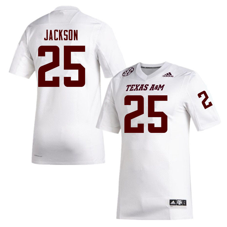 Men #25 Deondre Jackson Texas A&M Aggies College Football Jerseys Sale-White - Click Image to Close